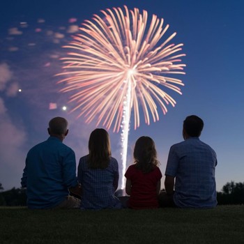People Watching Fireworks Show